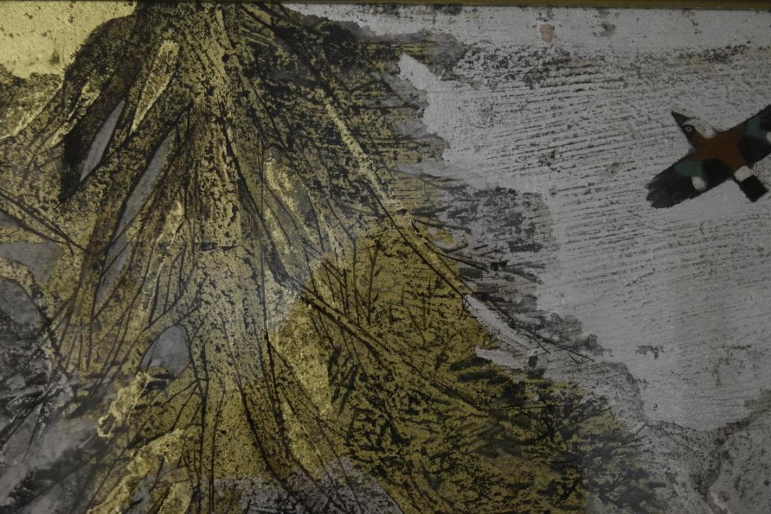 真作】関出/創画会/八甲田一隅/共シール/掛軸/名家伝来/Z-879