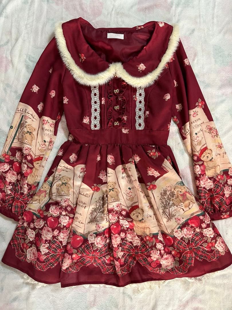 【専用】LIZ LISA ブックベア柄ワンピース ボルドー LIZLISA Whip Bear Home Cafe柄ワンピース｜Yahoo!フリマ（旧PayPay