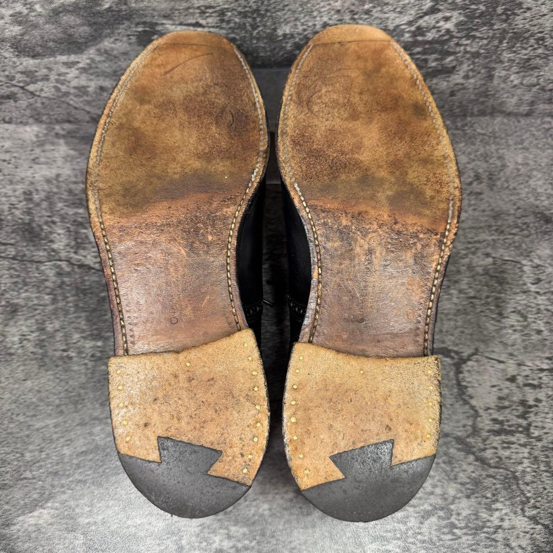 美品】クロケット＆ジョーンズ ストレート メダリオン 8E 黒 レザー