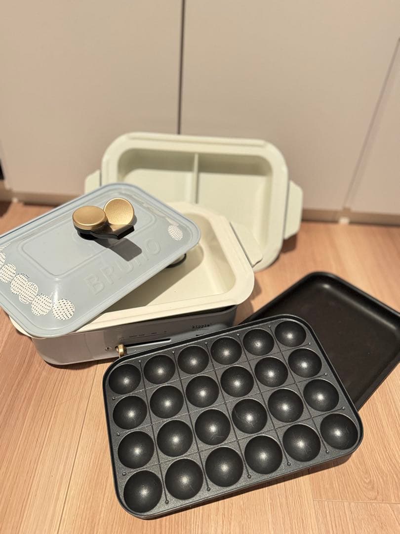 BRUNO ホットプレート ブルーグレー たこ焼きプレート、仕切り鍋付き BRUNO ホットプレート ブルーグレー たこ焼きプレート、仕切り鍋付き