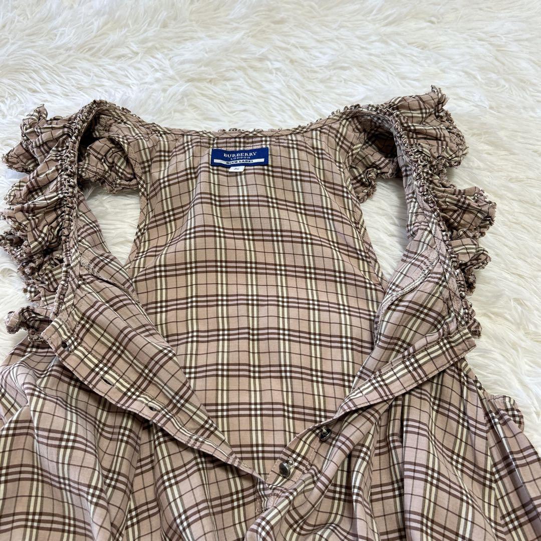 バーバリーブルーレーベル ノバチェック フリルチュニックワンピース