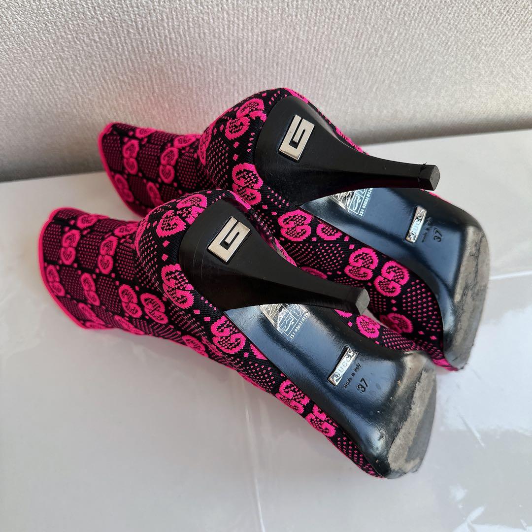 GUCCI グッチ アンクルブーツ ソックスタイプ GG柄 ブーティ 極美品37