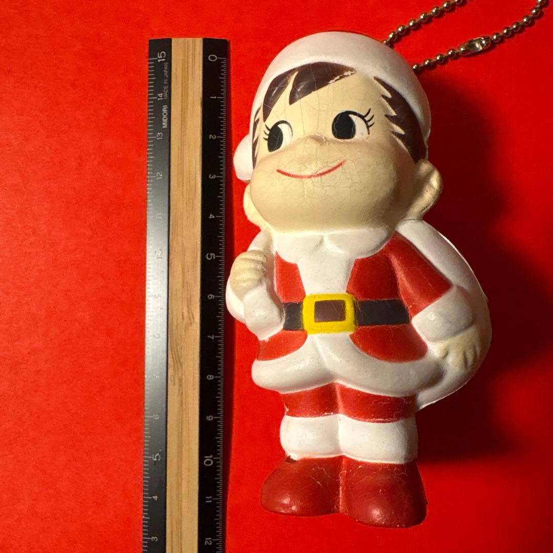 不二家 サンタ ペコちゃん ポコちゃん 約10cm ソフビ 中古品 FUJIYA