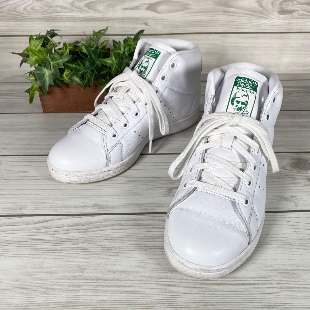 49【美品】アディダス スタンスミス ハイカットスニーカー レザー 白