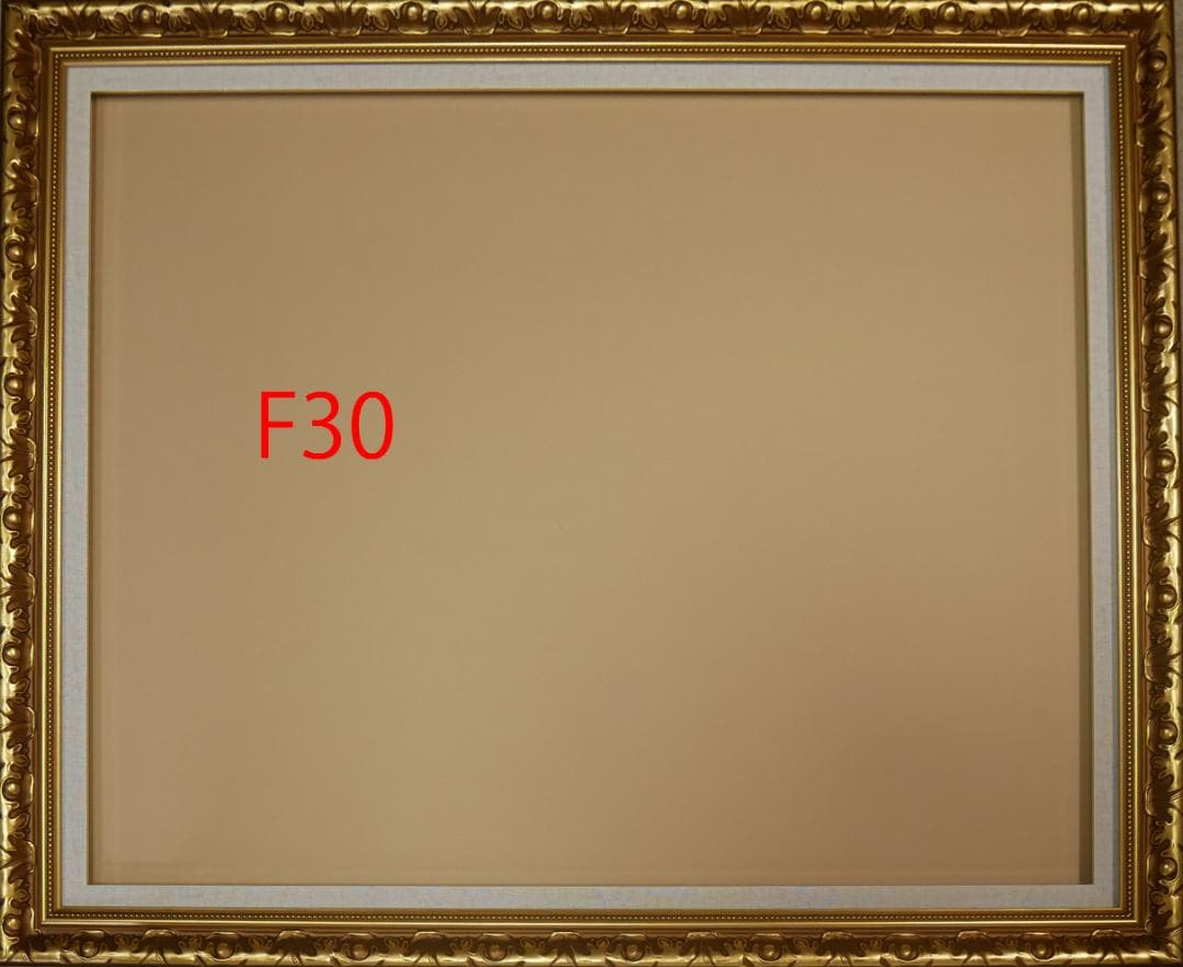 F30 油彩額縁 金色 彫刻付き　アクリル付き 油絵額縁 8203/ブラック F15号（652×530mm） 前面UVカットアクリル仕様