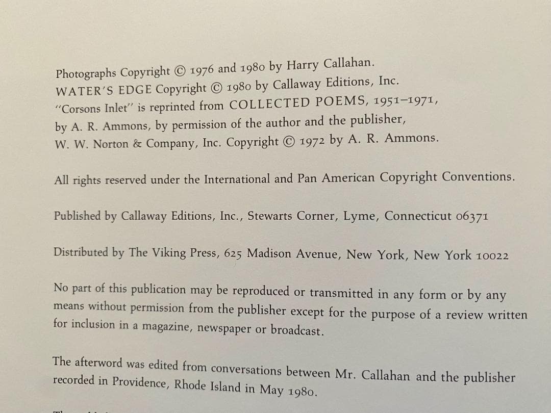 ハリー・キャラハン写真集「Water's Edge」高精細