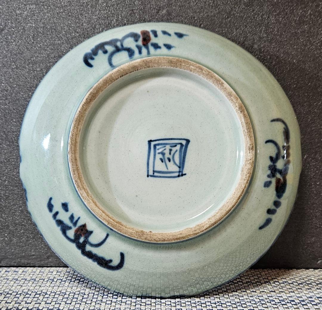 中国古陶磁器　明代〜清代　青磁　青華　古染付　辰砂　魚文様　15.2cm　変形皿