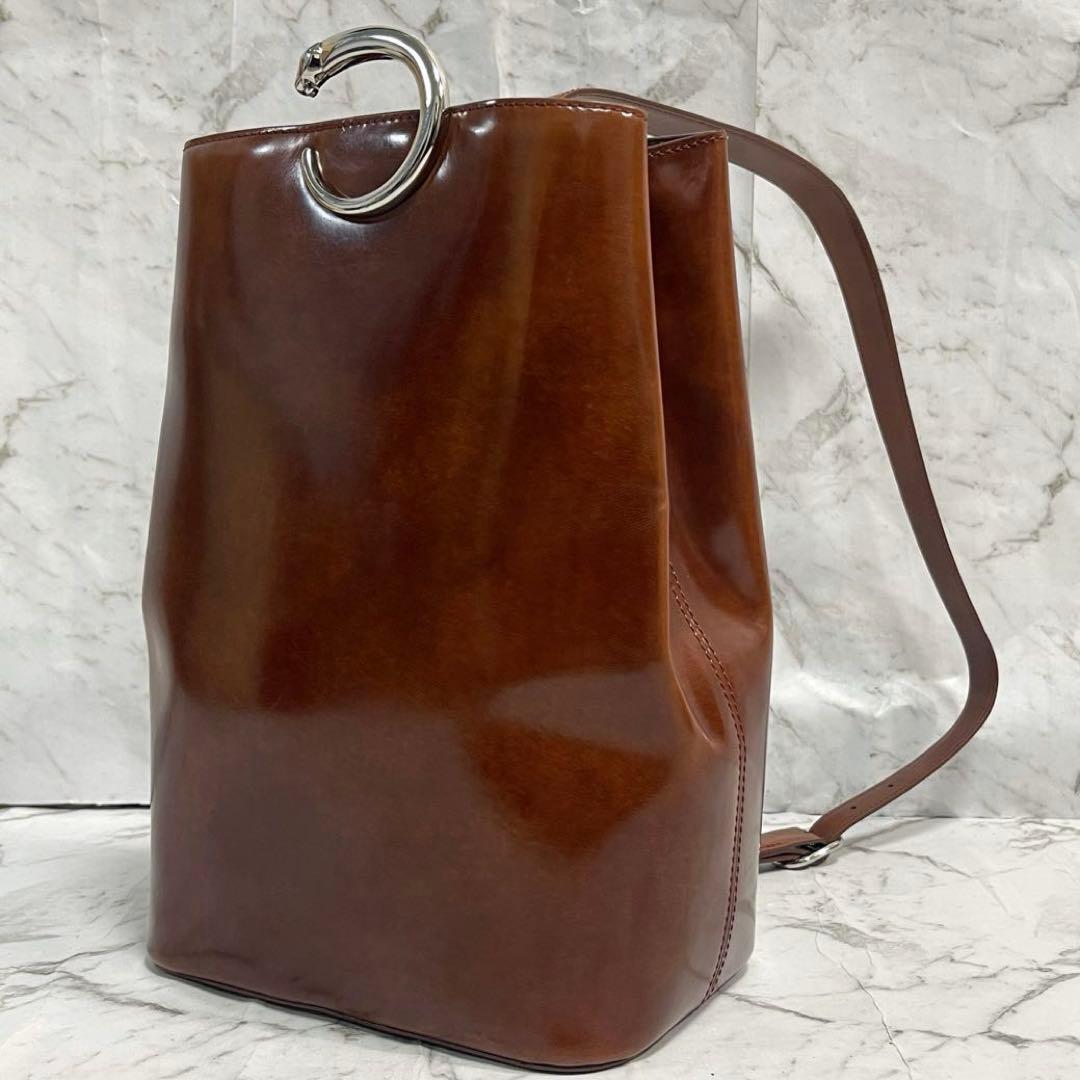 美品　カルティエ　パンテール　ボディバッグ　パンサー金具　レザー　斜め掛け　茶色 Cartier（カルティエ） 美品 パンテール ブラック 黒 シルバー金具