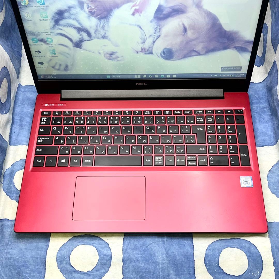 第8世代！快速SSD256GB☆貴重赤ノートPC♪ブルーレイ&カメラ！Win11