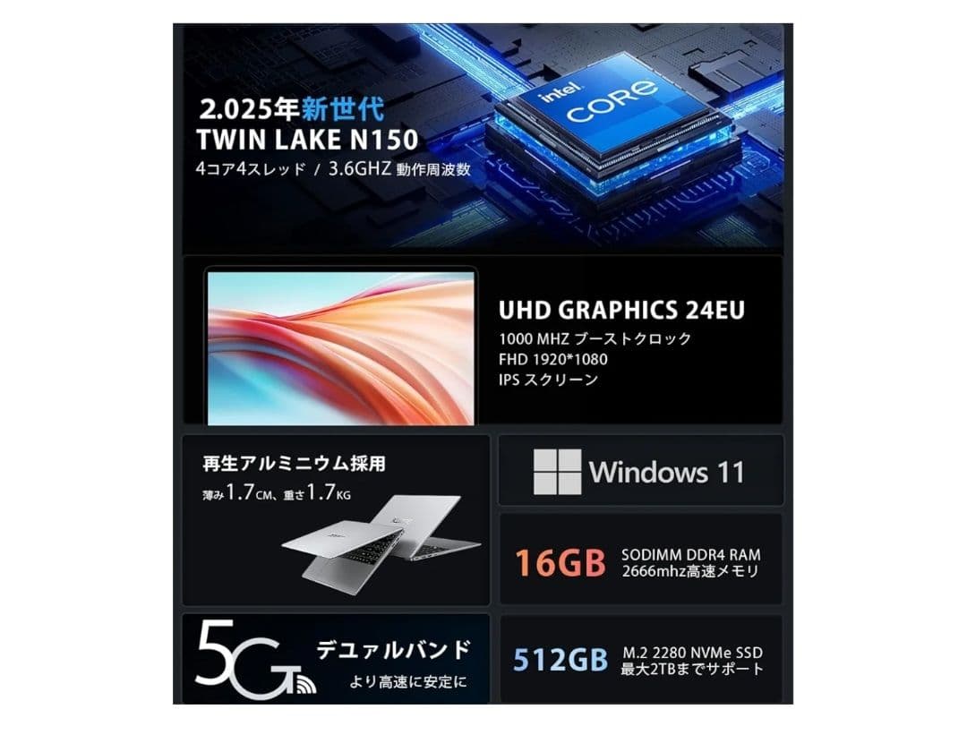 2025年新型 ACEMAGIC 薄型ノートパソコン win11対応