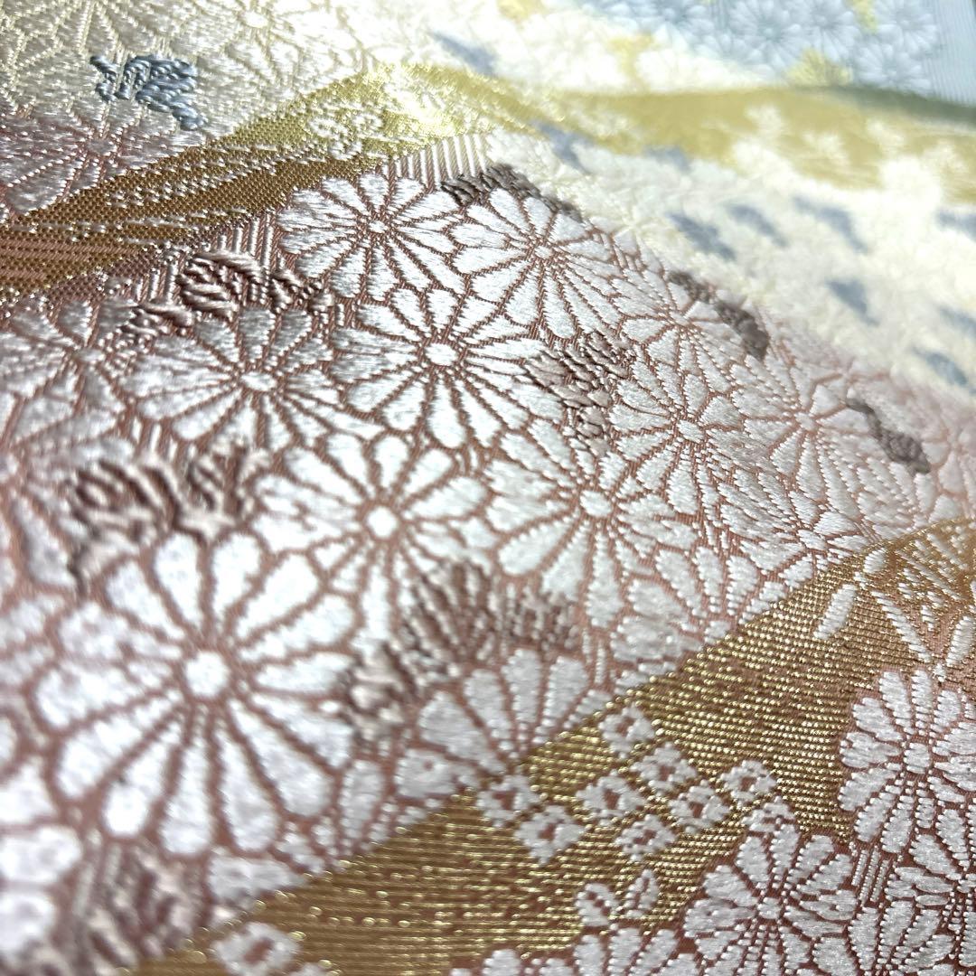 正絹【さが美】破水加工済み　袋帯《唐織　献上菊詰文》