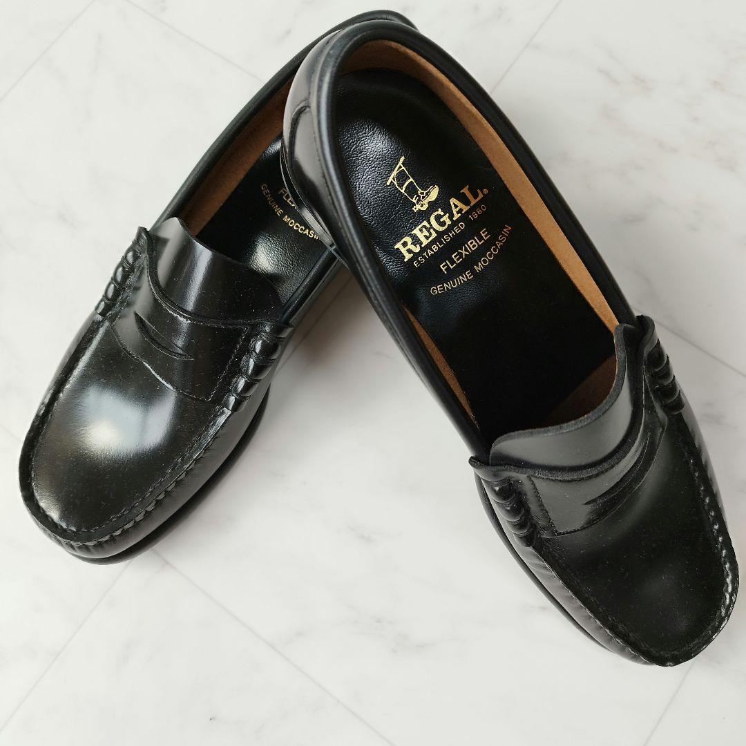 極美品　リーガル ローファー モカシン 本革 黒 24cm REGAL（リーガル） ローファー レディース F26J ローファー モカシン