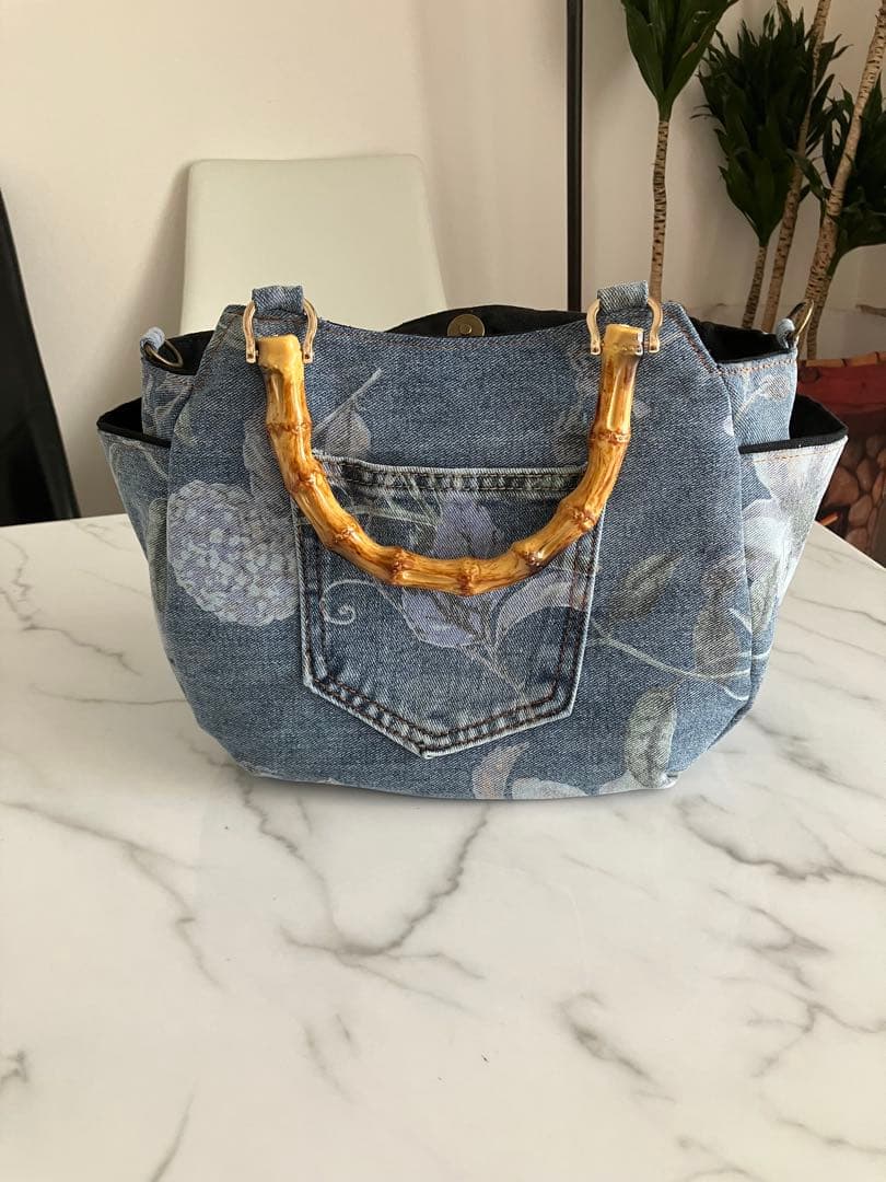 851 ピエロ様専用 花柄デニムリメイクバック ハンドメイド 3点