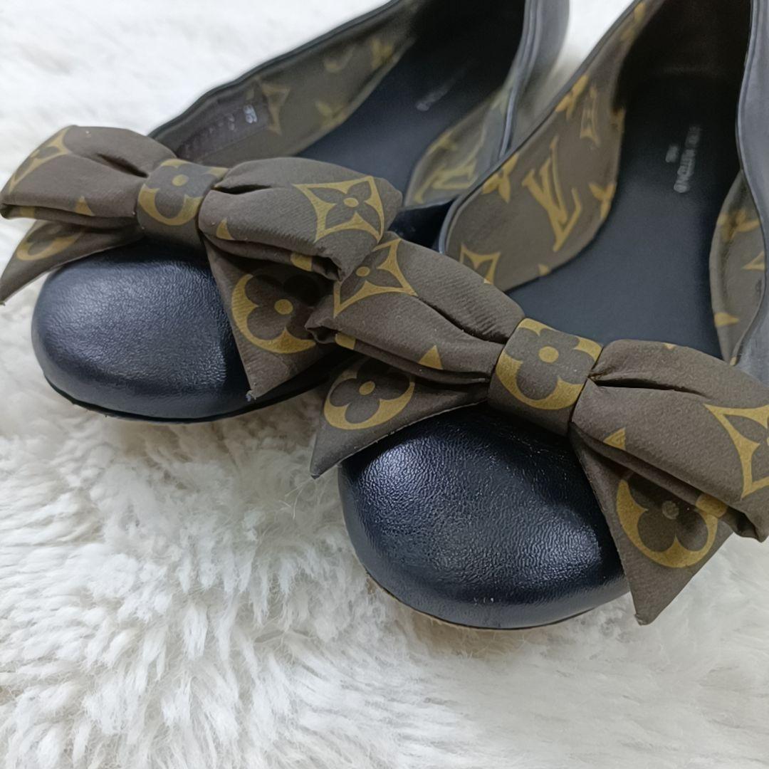 希少✨ルイヴィトン フラットシューズ モノグラム リボン ブラック 23.5cm