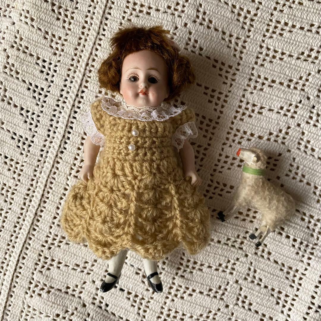 アンティークビスクドール ケストナー ミニョネットと小さな羊のセット