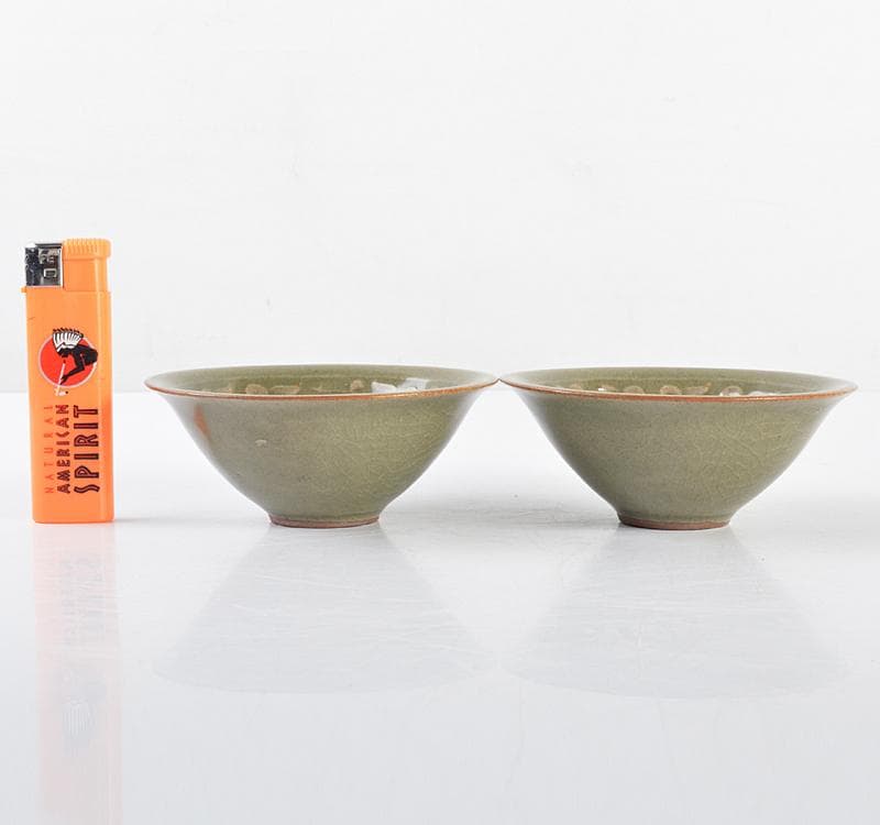 中国 龍泉窯青磁 刻花卉文鉢 茶碗 一対 V R4690 - メルカリ