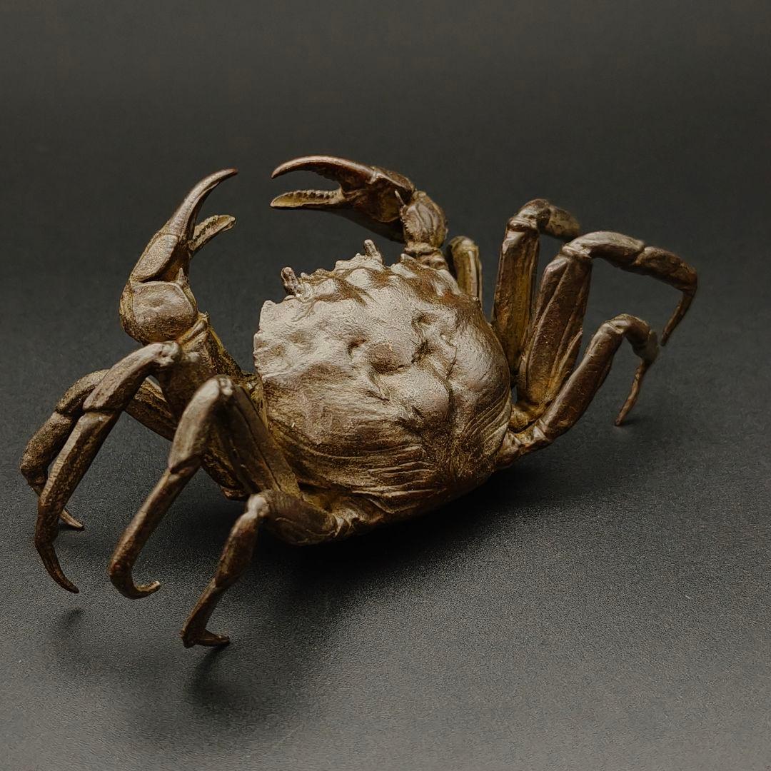 銅製置物 蟹 カニ 茶道具 雨宮宗作 刻印あり 金工品 美術品