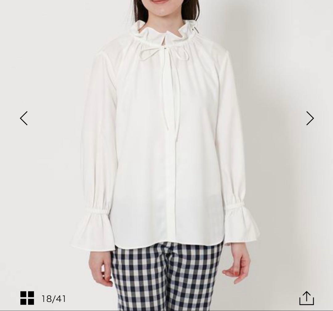 UNITED ARROWS フリルカラーフレアスリーブブラウス　オフホワイト UNITED ARROWS フリルカラー フレアスリーブ ブラウス （OFF WHITE