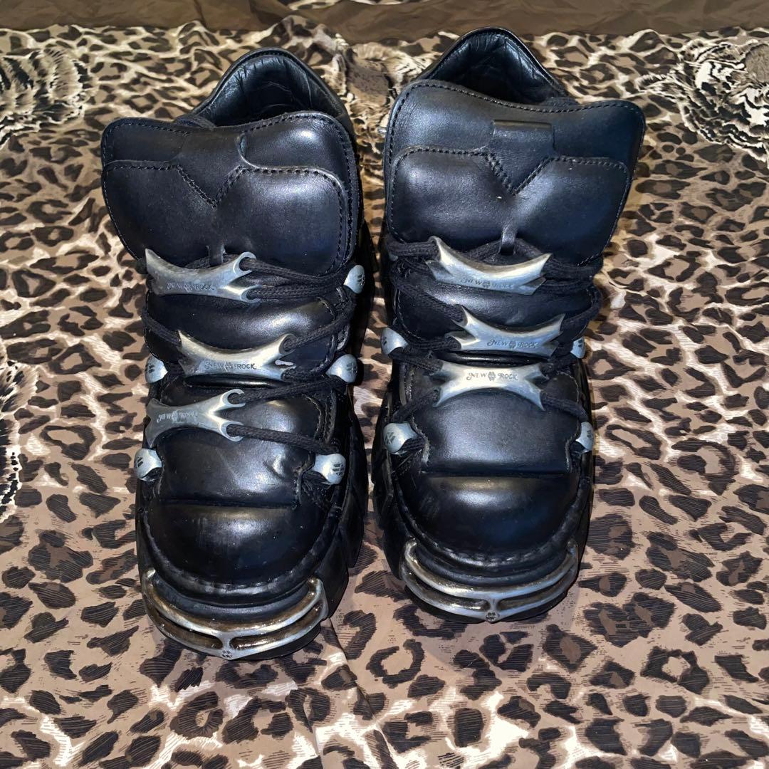 値下げ可 正規品 NEW ROCK ブラックレザーシューズ オリジナル ニューロック（NEWROCK） スニーカー M-106N-S16 メンズ ローカット