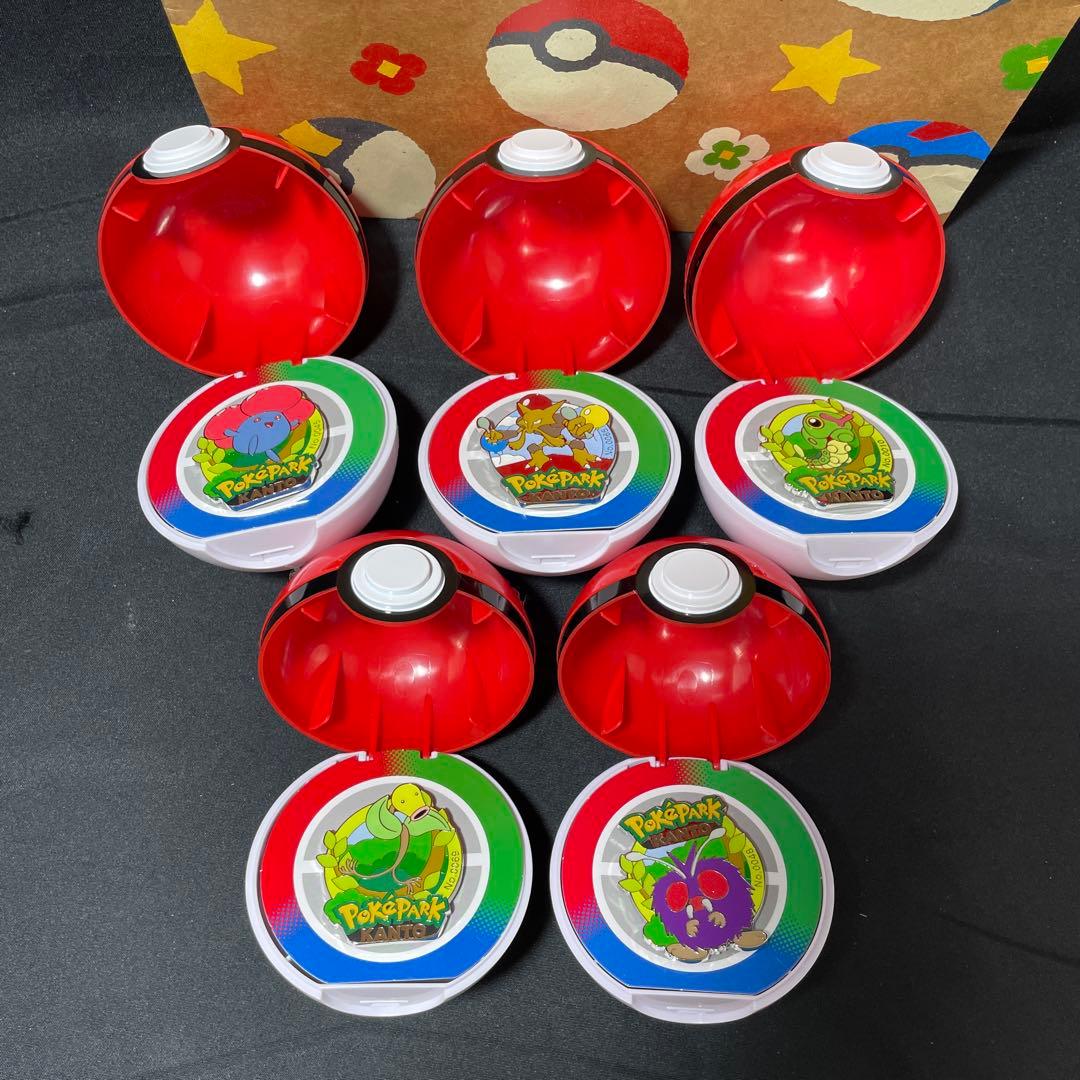 ポケパーク カントー ポケモンピンバッジ 5点＋＋モンスターボール＋袋