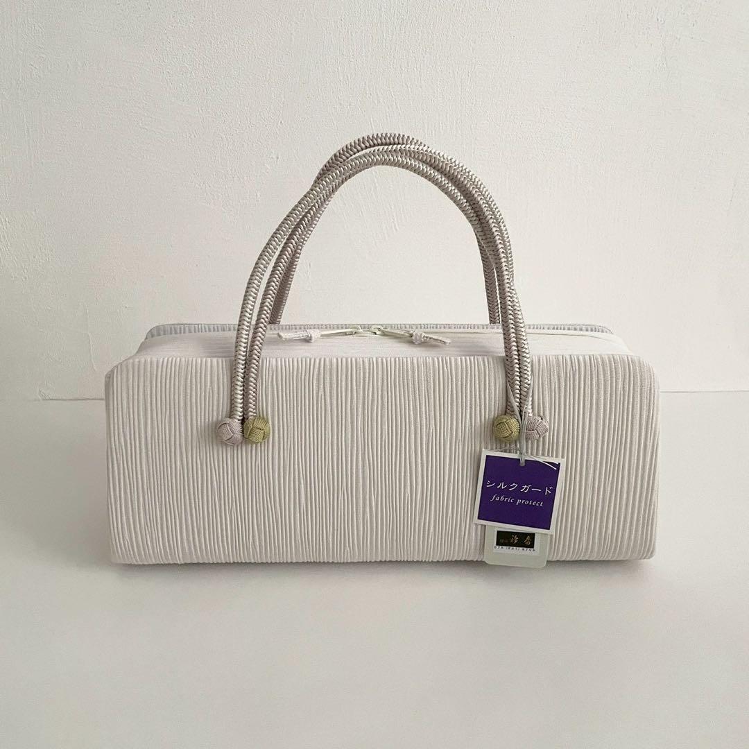 和装バッグ 横長 利休 バッグ 小田巻 淡い藤色 正絹 日本製 - メルカリ