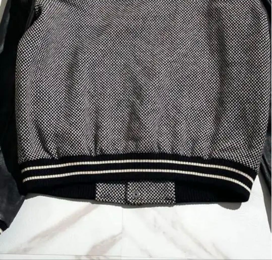 美品 サンローラン 袖レザー スタジャン ジャケット 48 ハンガー付 【76】