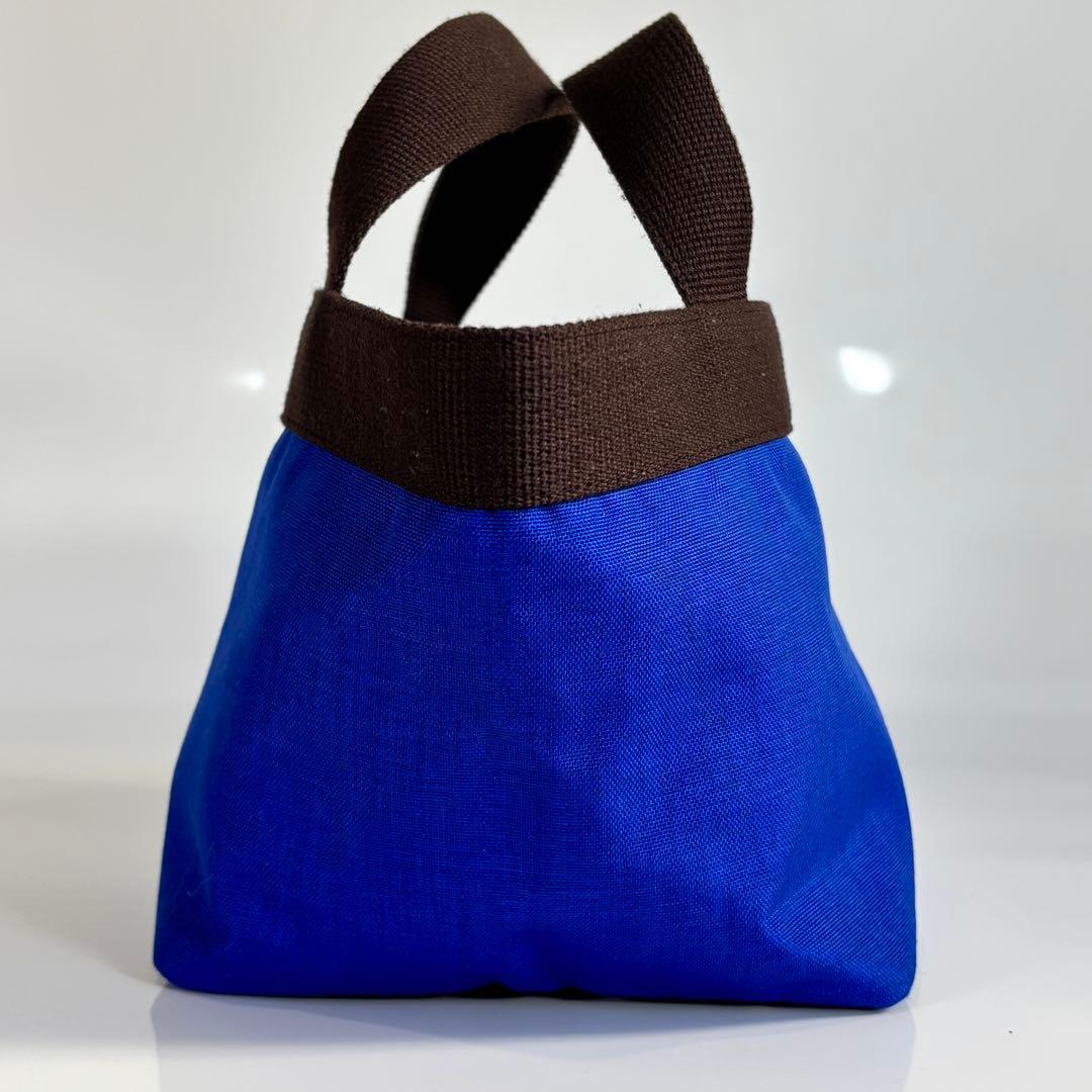 極美品 エルベシャプリエ 701C 舟形トート S インディゴ×モカ ブルー