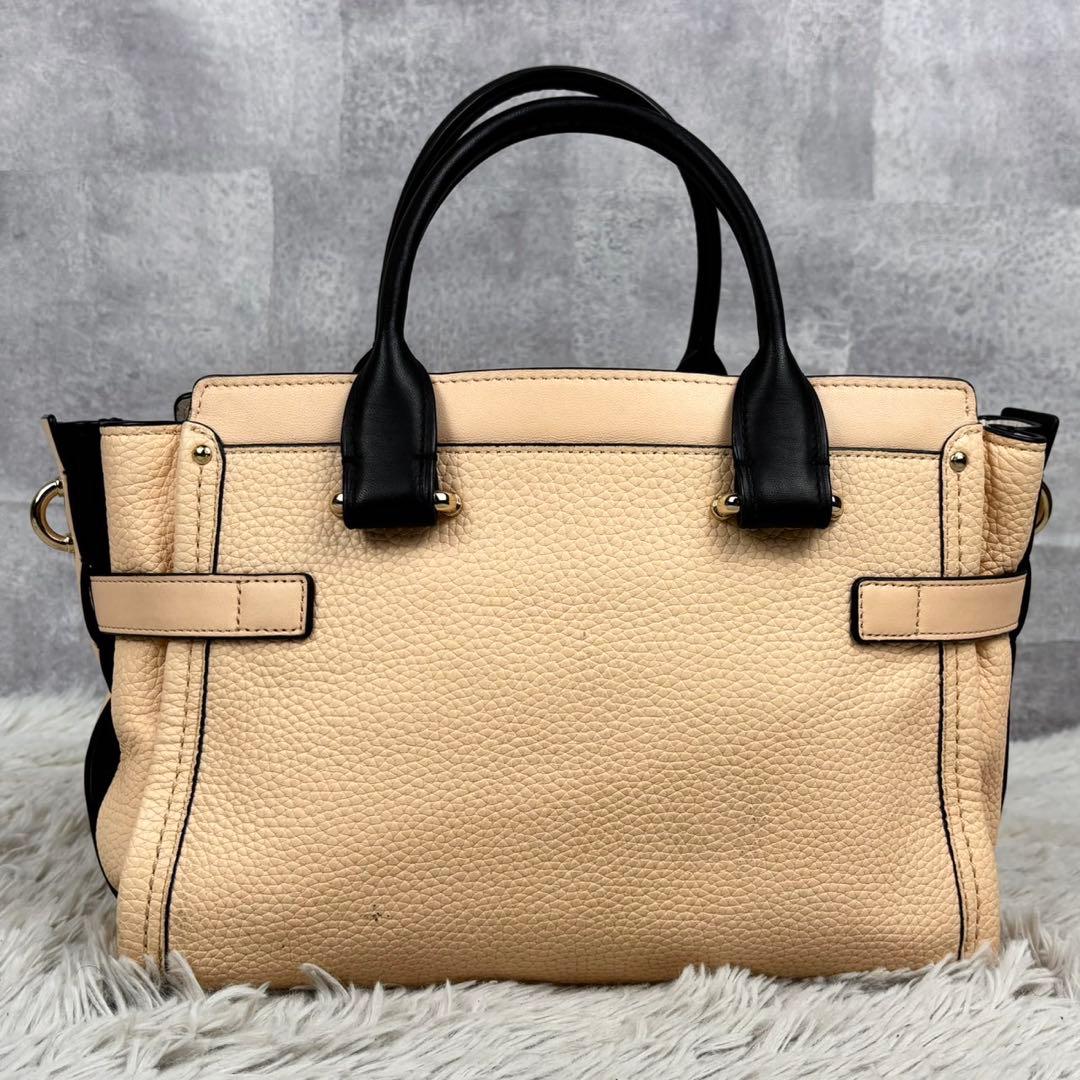 美品 COACH レザー スワッガー ターンロック 2way ピンク ブラック