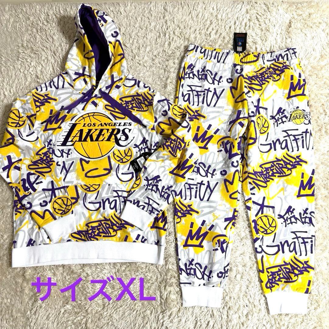 タグ付き美品NBA公式 FISLL レイカーズ LA Lakers セットアップ FISLL USA 🇺🇸 . NBAオフィシャルグラフィティ スウェット