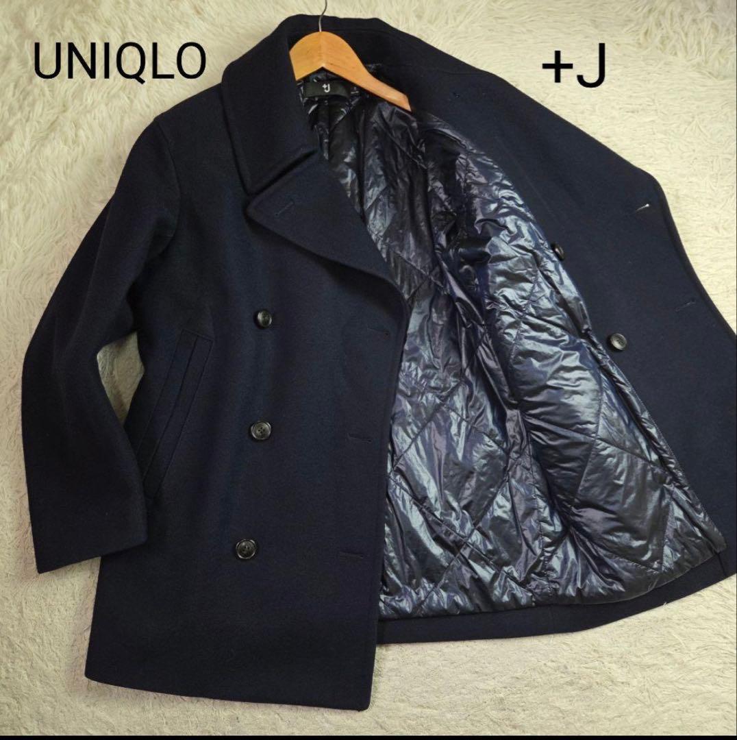 美品 ユニクロ +J オーバーサイズ Pコート サイズS ダークネイビー