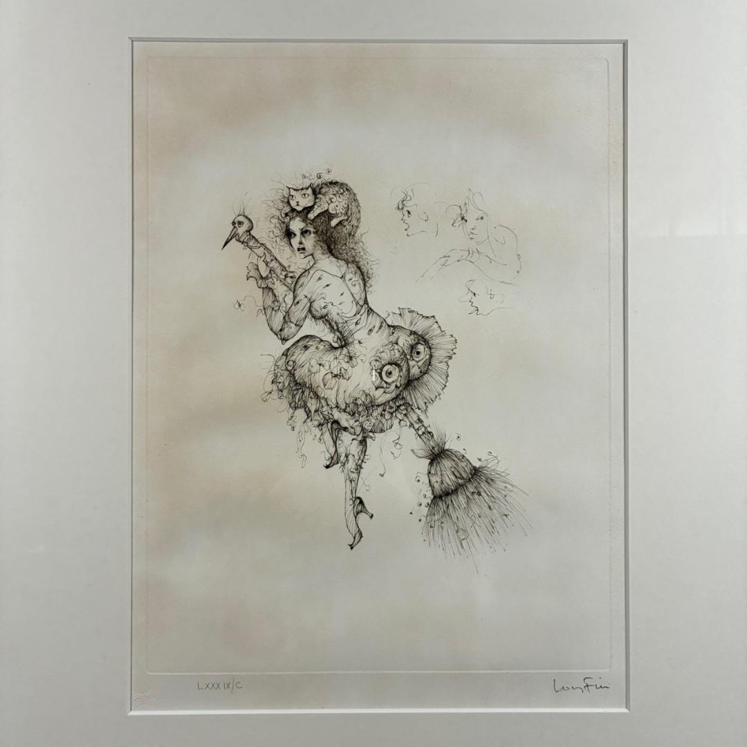 レオノール・フィニ「ほうきの妖精」ドライポイント版画 直筆サイン入