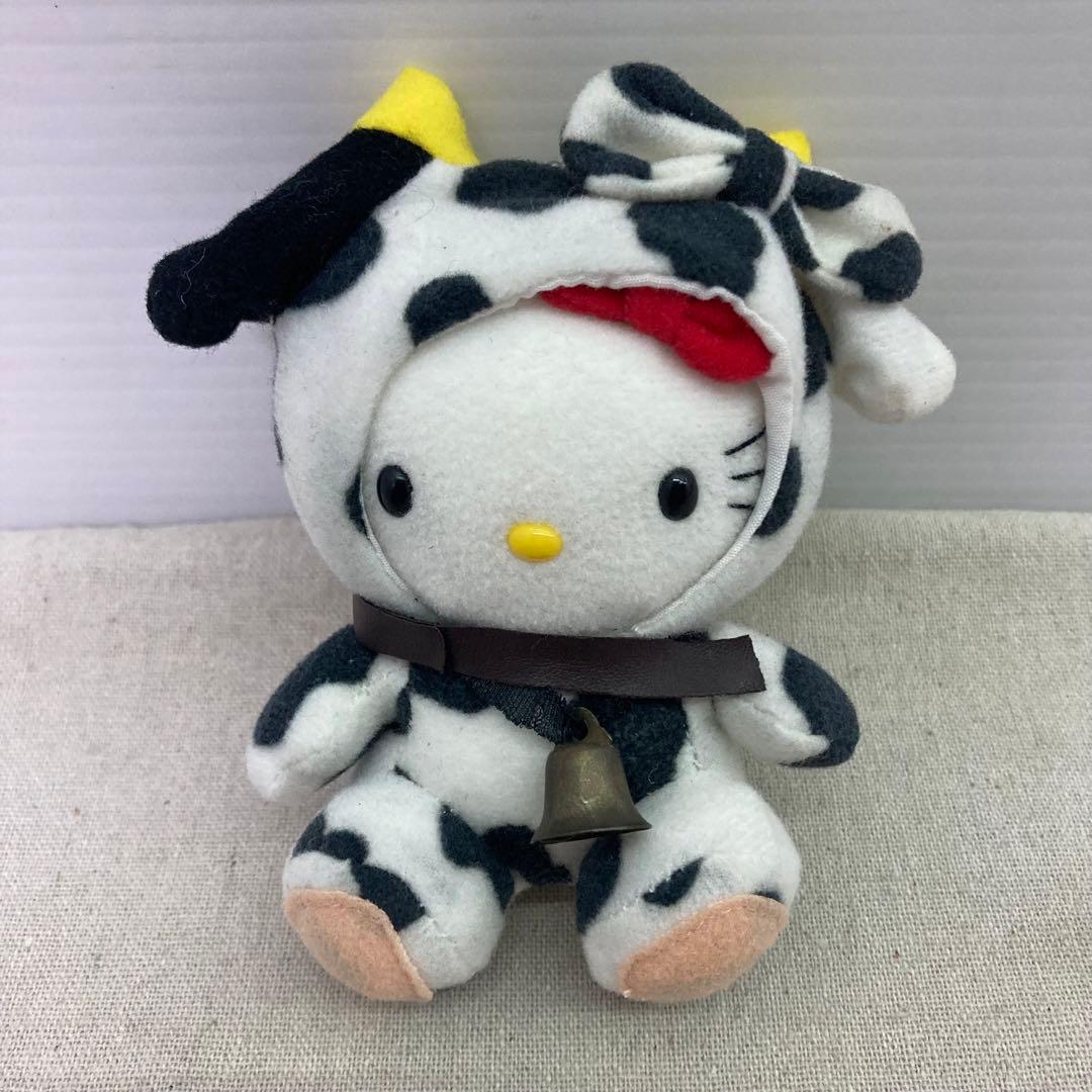 2001年製☆牧場限定】ハローキティ 牛 ぬいぐるみ ストラップ サンリオ