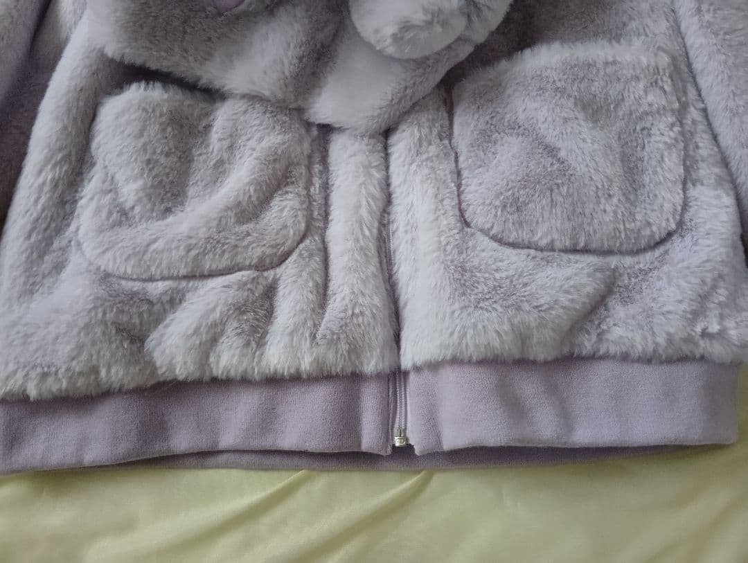 メゾピアノ ネコ耳 フェイクファー ブルゾン ラベンダー 140 ボア