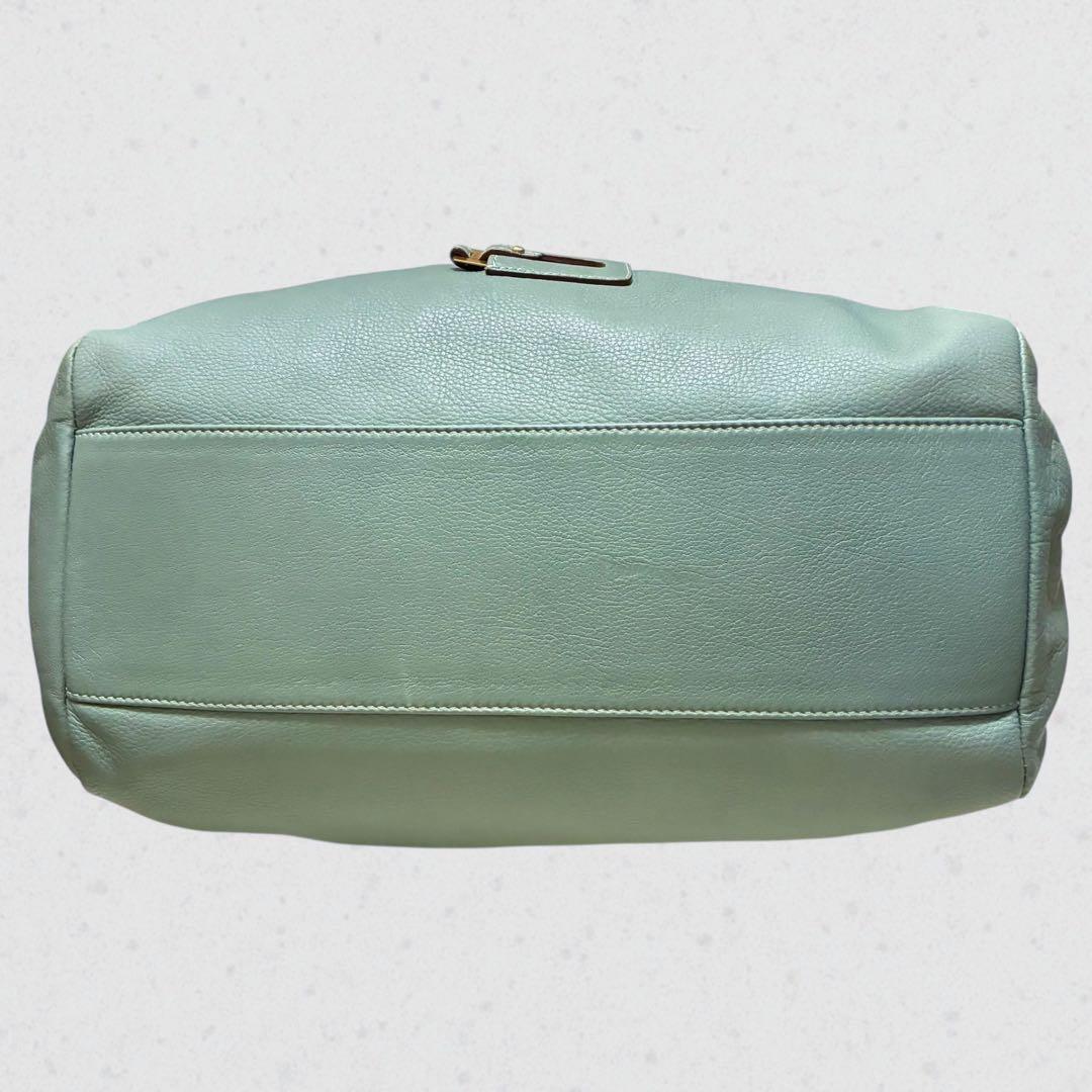 美品 マックスマーラ ハンドバッグ 巾着 ロゴプレート ゴールド金具 本