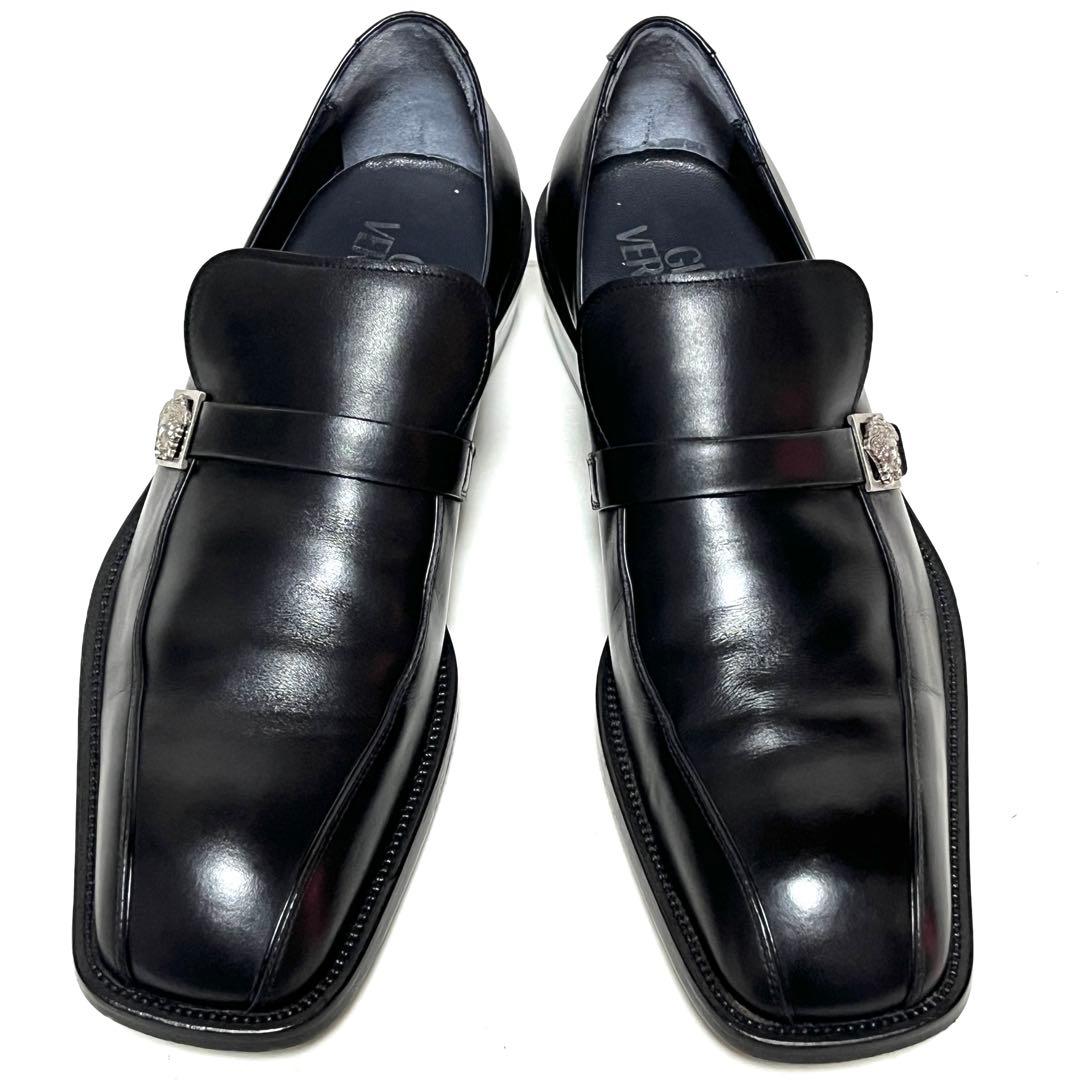 ★美品★GIANNI VERSACE★スワールトゥ★9(27.5cm)★ブラック