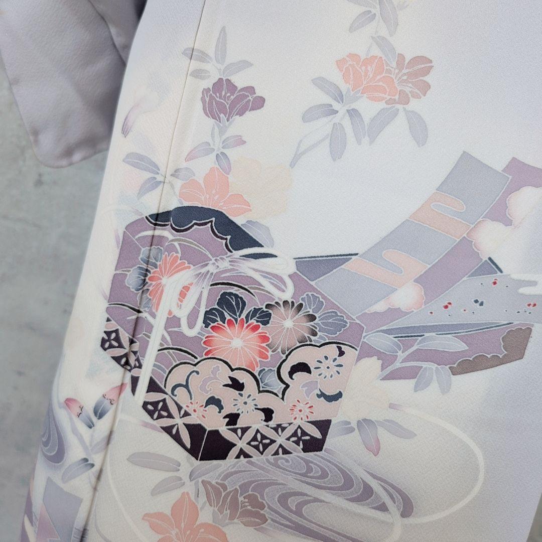 訪問着 フルセット 着物 正絹 友禅 玉手箱 花 しつけ糸 清楚 C2 - メルカリ