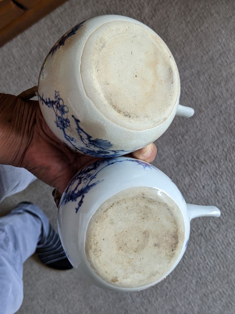 ⭐染付 松葉梅花文様 銚子1対 京焼 真葛焼 宮川香齋