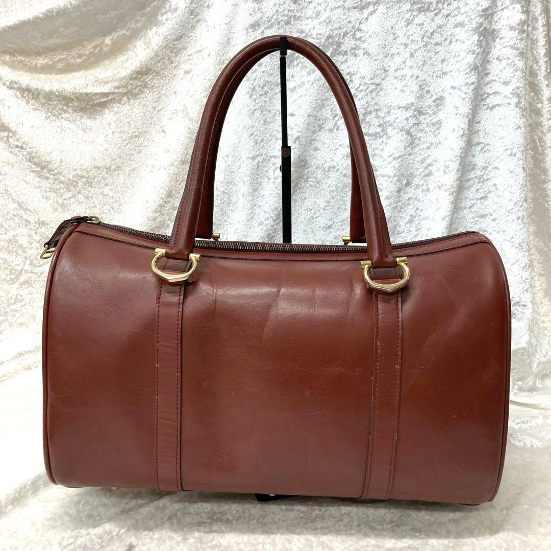 cartier マストライン ミニボストンバック ロゴ刻印 ボルドー - メルカリ