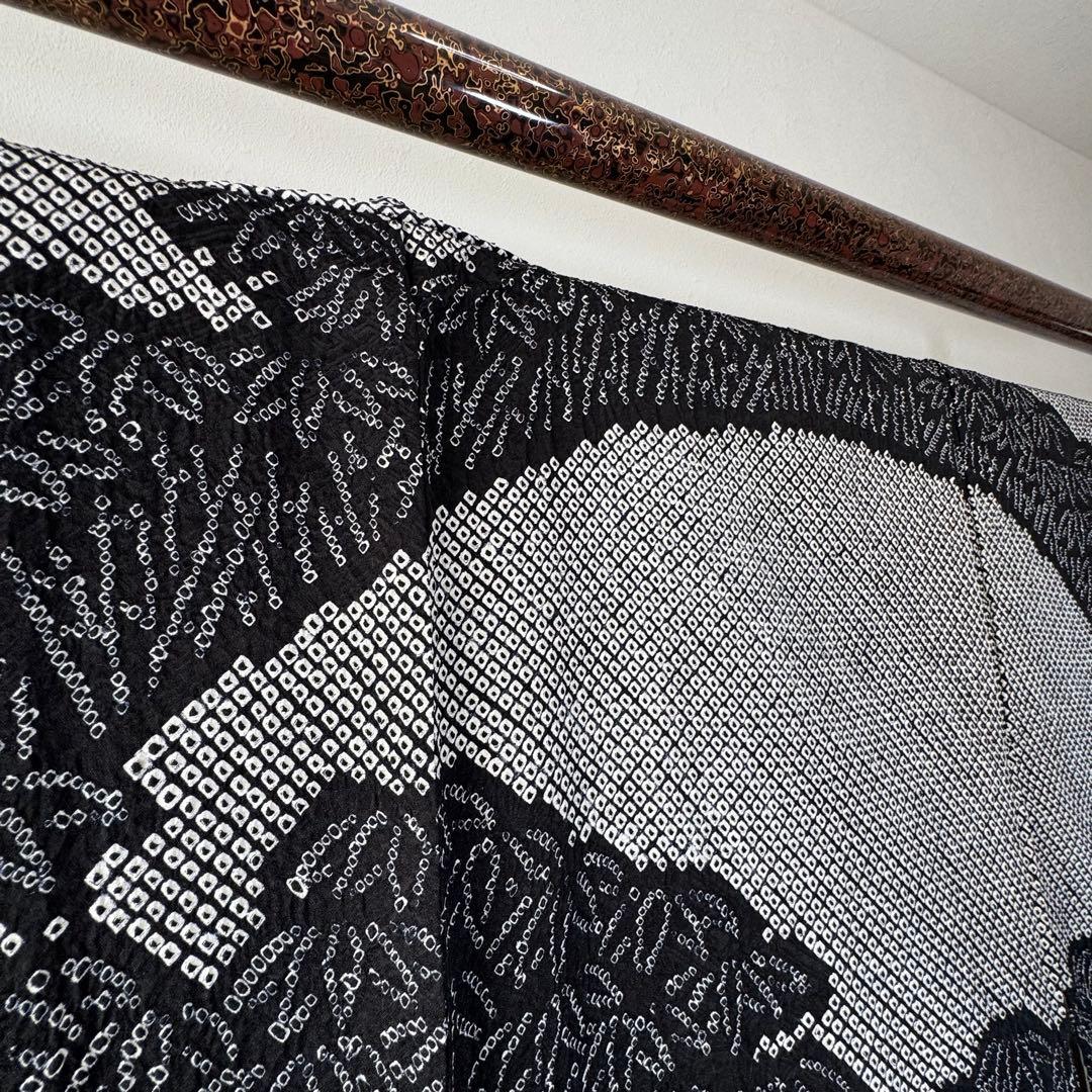 超美品 正絹 袷 現代 広襟 訪問着 着物 黒 総絞り 絞り 162裄67 - メルカリ