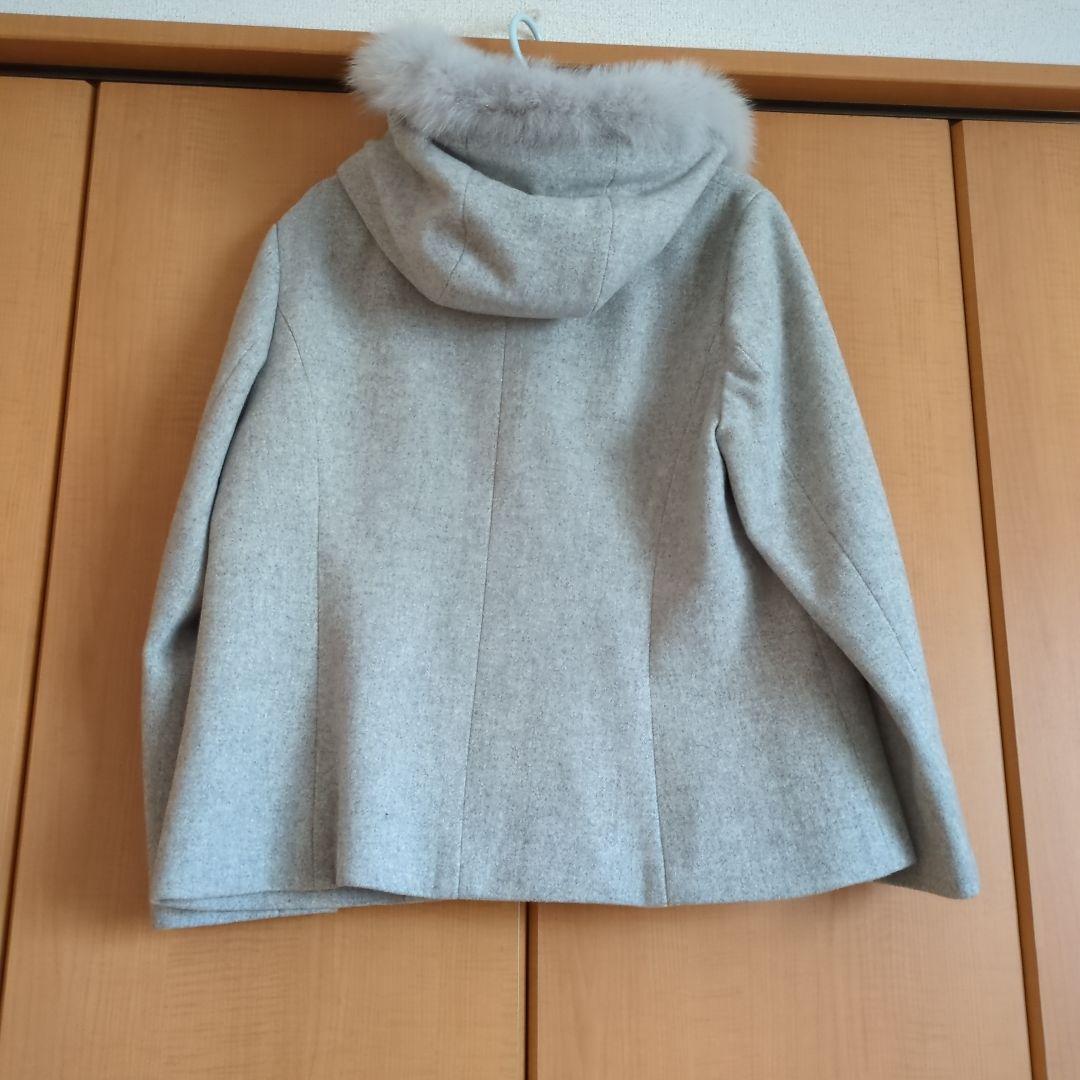 美品 エフデ フォックスファー付フードコート 大きいサイズ17号 日本製