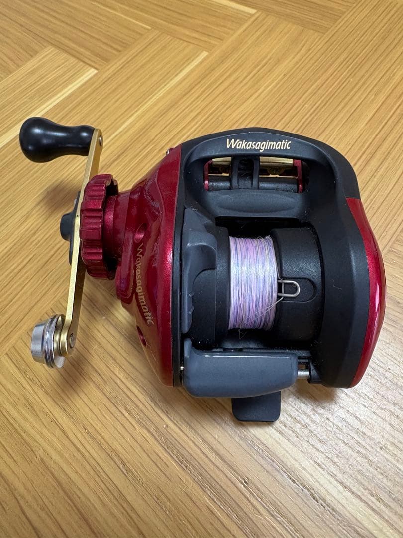 ①《超美品》SHIMANO wakasagimatic ロッド・左ハンドルリール