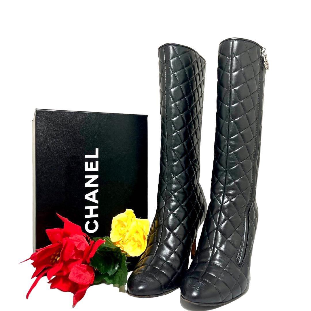 極美品】 CHANEL シャネル ロングブーツ レザー 35 22.5cm - メルカリ