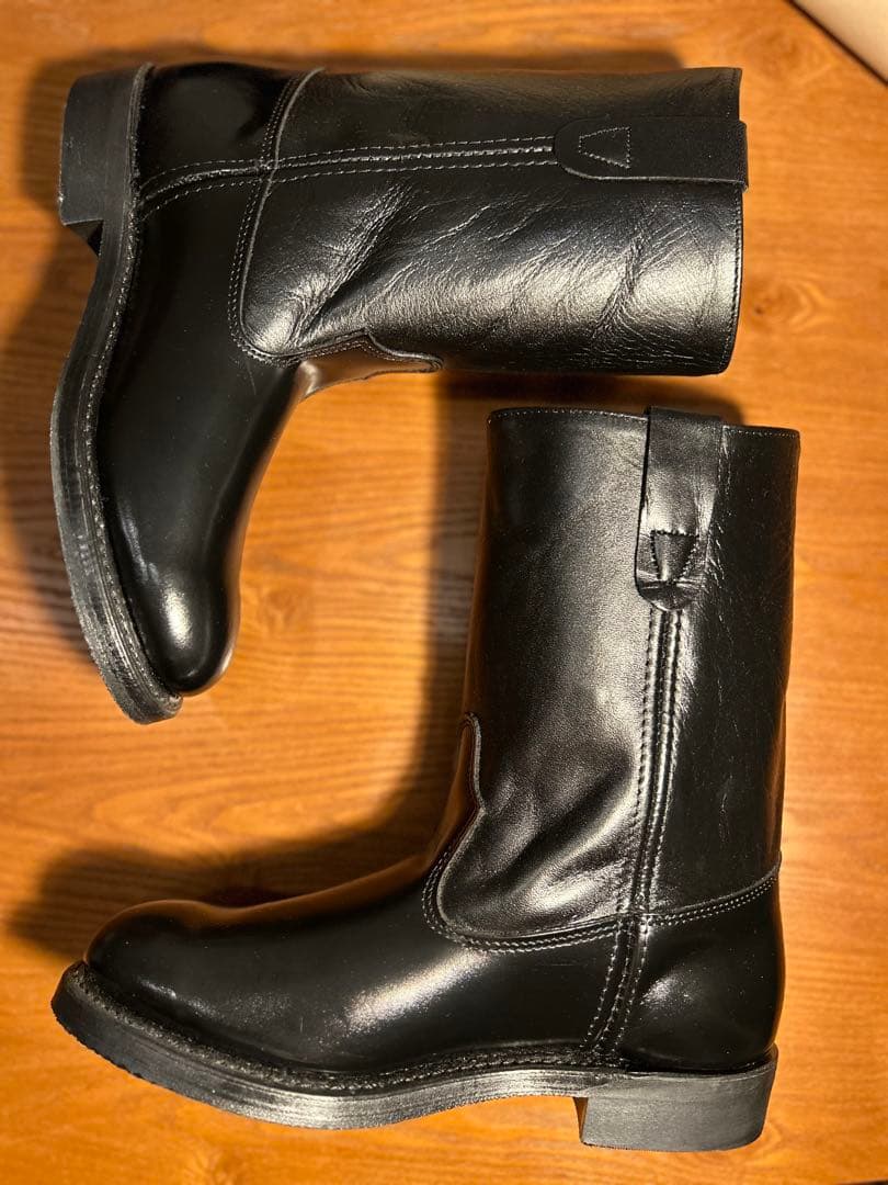 DOUBLE-H 7.5D（26センチ位）ブラックレザーブーツ•アメリカ製•新同
