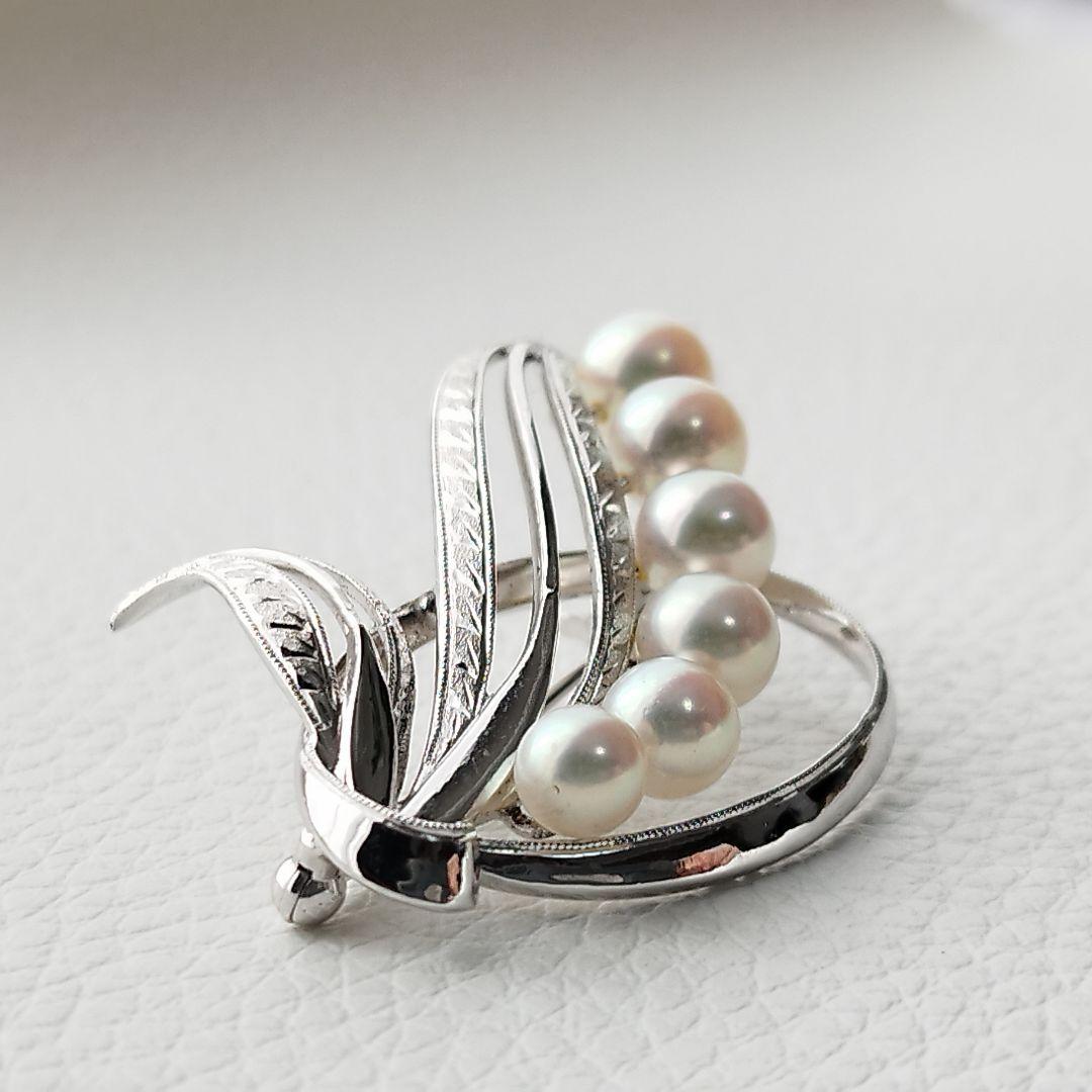 ミキモト　ブローチ　あこや真珠　パール　6粒　5.5〜7.0mm　MS刻印