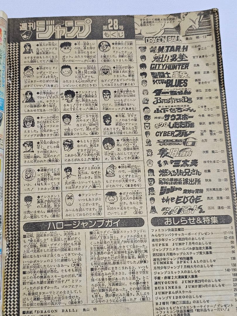 当時物 週刊少年ジャンプ 1989年 28号 ドラゴンボール 表紙 巻頭カラー