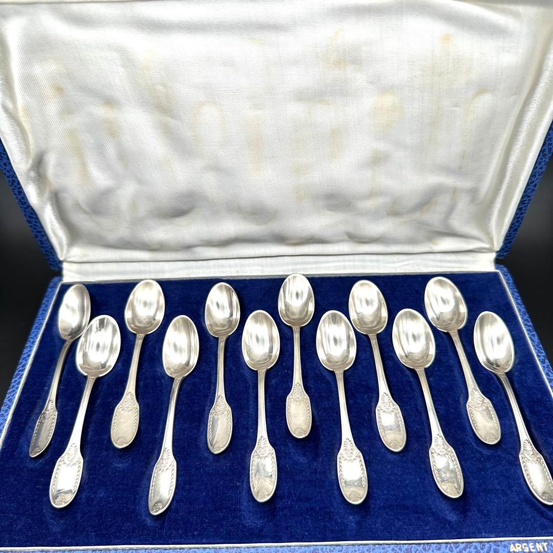 フランス製 純銀デミタススプーン 12本セット ミネルヴァ フランス製 純銀デミタススプーン 12本セット ミネルヴァ