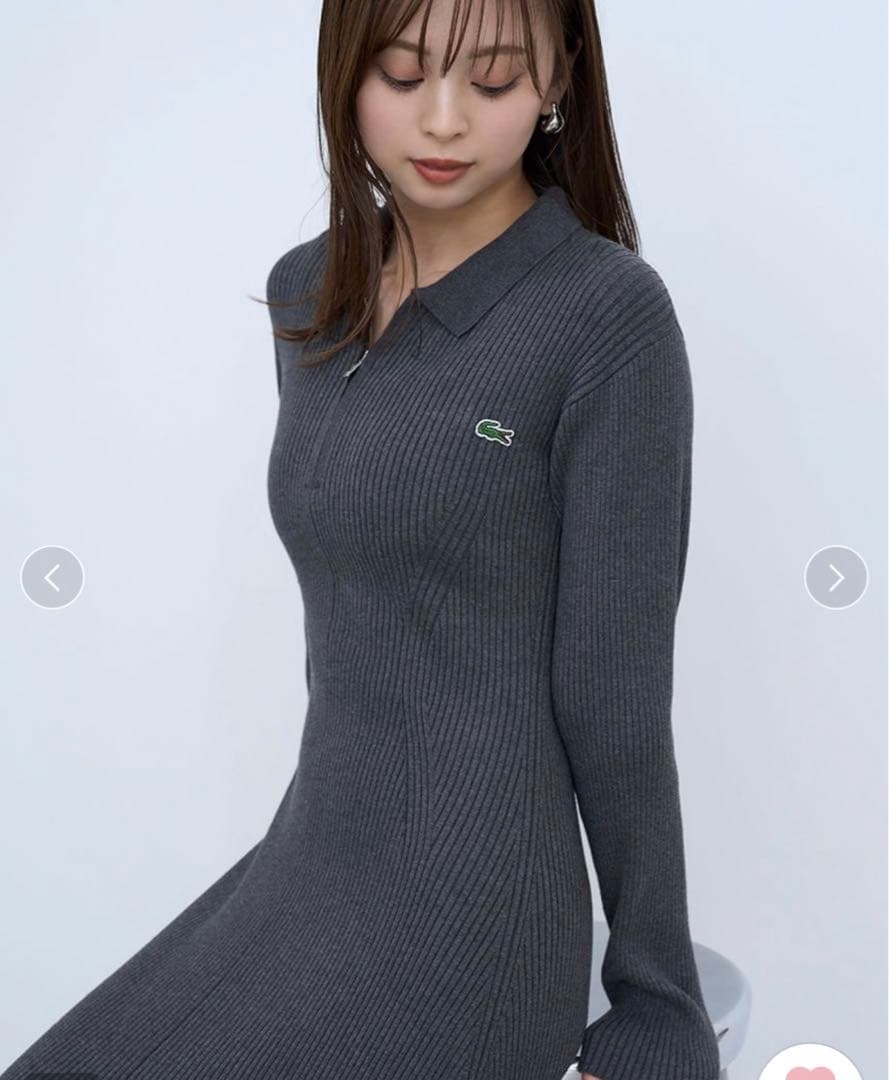 SNIDEL LACOSTE スキッパーリブニットワンピース - メルカリ