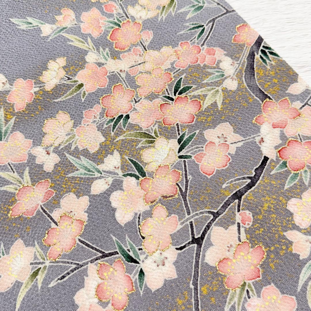 m-57 東京友禅 加納知之 枝桜 鬼しぼ縮緬 金彩 名古屋帯 正絹 - メルカリ