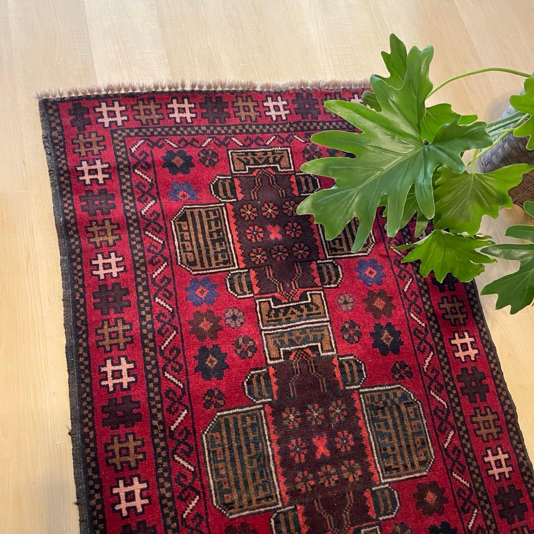 185×78 バルーチ族ラグ ヴィンテージラグ、トライバルラグ、手織り絨毯