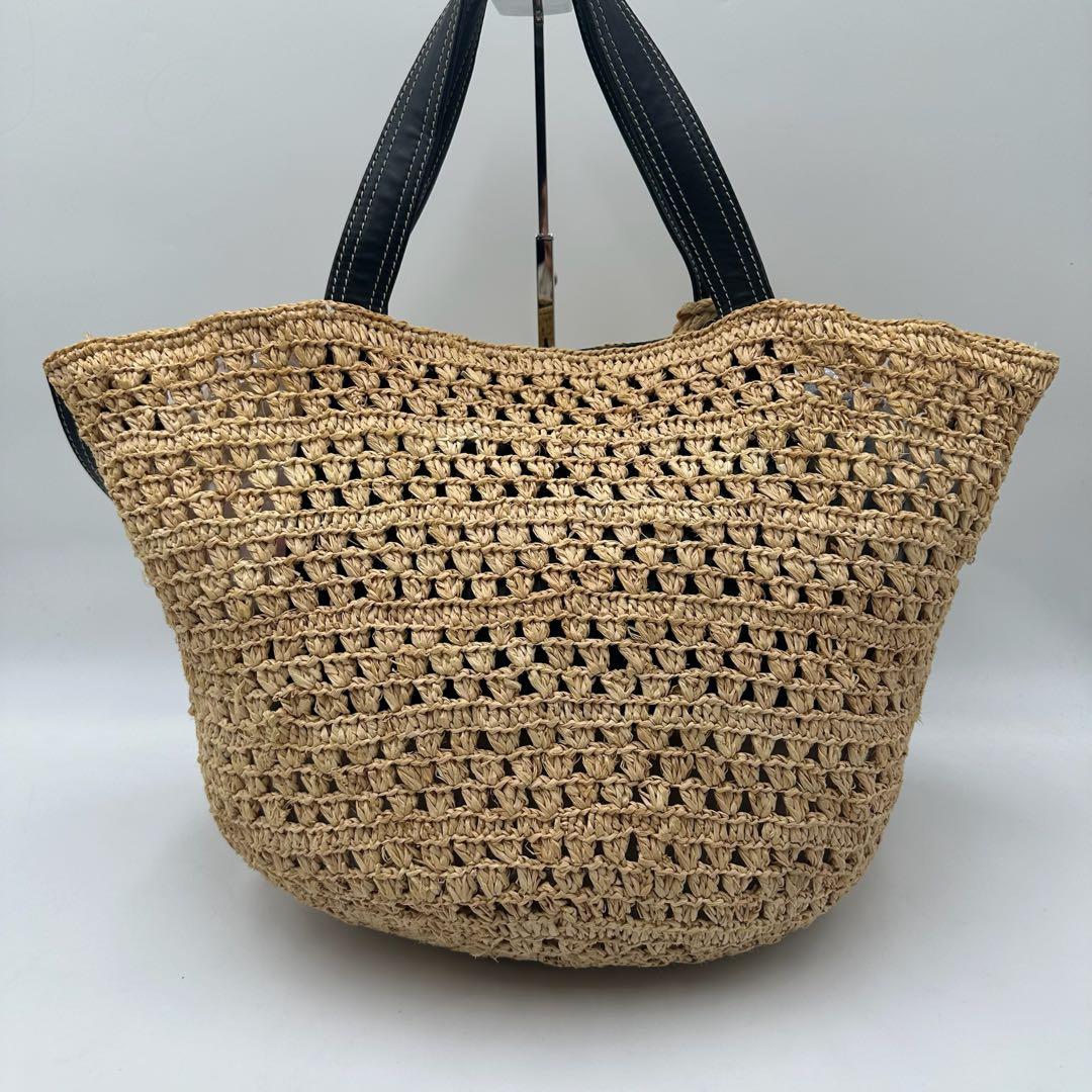 極美品 現行 ステラマッカートニー ラフィア カゴバッグ ロゴ